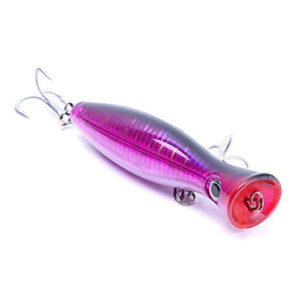 Large Top Water Popper 4.75 in/1.5 oz Lure Artificial Seal Lure 3D Eyes Hard Popper with Hooks and Ring for Saltwater Offshore, Surf Fishing, Bass, Bluefish, Giant Jack - color: RED VELVET