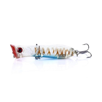 Topwater Popper Fishing Lure for Bass Pike 0.39oz 3.1in Floating Surface Bait with Loud Splashing Cup Mouth - color: color2