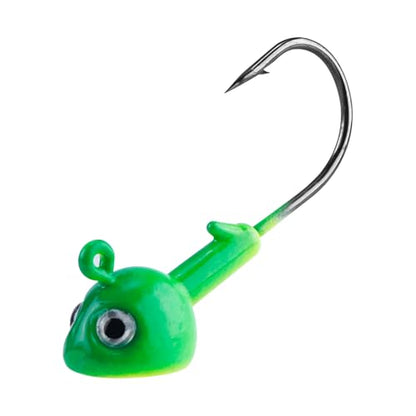 Dr.Fish 10 Pack Walleye Jig Heads Flat Bottom Freshwater Fishing Jigs Walleye Hook Stand Up Lures Swimbait Freshwater Bass - color: Green/Yellow, size: 1/4oz-Hook #2/0