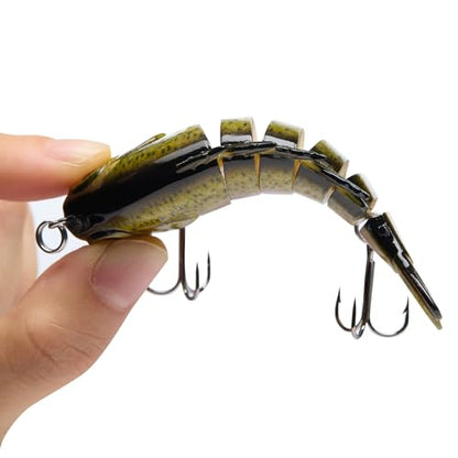 BASSDASH SwimPanfish Multi Jointed Panfish Bluegill Swimbaits Hard Topwater Bass Lures Fishing Lure Crank Saltwater 3.5in/0.85oz - color: Gold