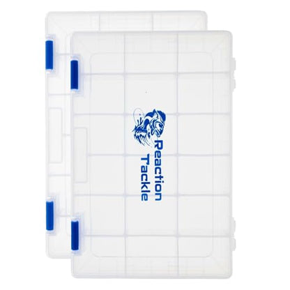Reaction Tackle Basic Tackle Trays, Clear Plastic Utility Box Organizers with Removable Dividers for Lures, Hooks and Terminal Rigs, Fits Tackle Bags and Boxes - 3600 (2-Pack) - size: 3600 (2-Pack)