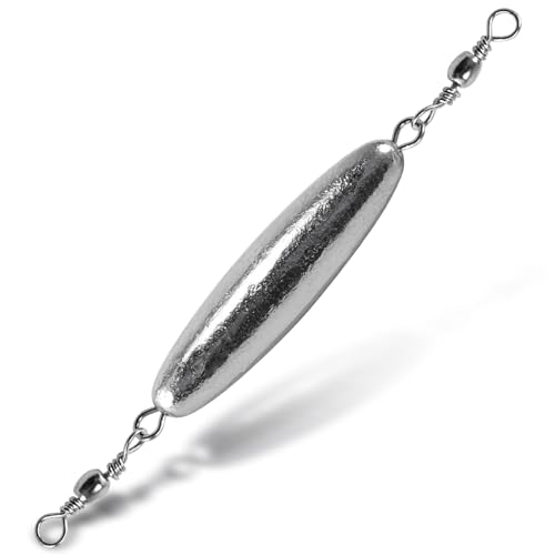 Dr.Fish 10 Pack in-line Trolling Sinkers with Double Swivel Torpedo Weight Lead Fishing Sinkers Double Ring Saltwater Freshwater Salmon Walleye Trolling - size: 1oz- 10 Pack