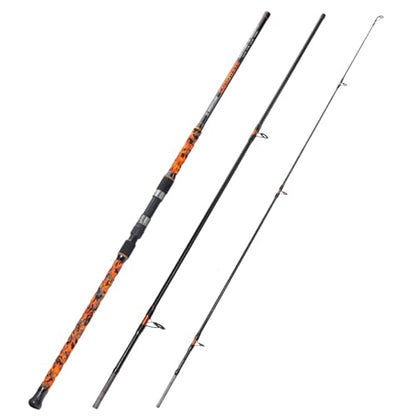 Sougayilang Surf Spinning Fishing Rod Carbon Travel Surf Rod M/MH 3 Piece Spinning Fishing Rod 9'/10'/11'/12' - color: orange, size: 11ft-Spinning-3Pc-MH