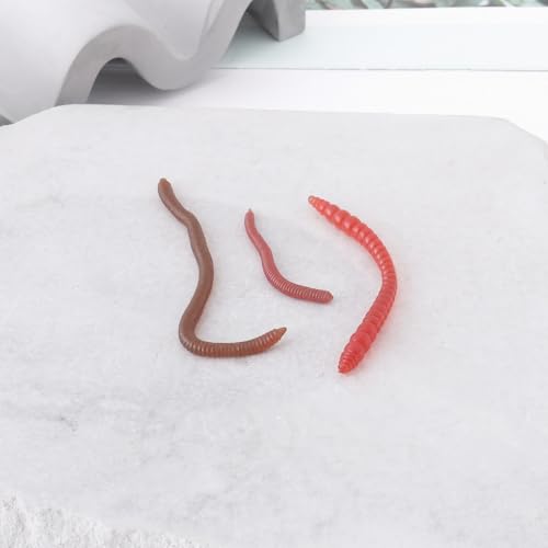 90pcs Realistic Worms Drop Shot Soft Worm Lures Soft Fishing Lure 30pcs 4cm Red Lures 30pcs 6cm Red Lures 30pcs 8cm Brown Lures Soft Plastic Worms Fishing Worms