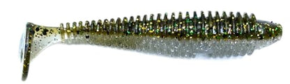 Phat Pak Baits - Phat Swimmer Keitech Style Paddletail Swimbait 2.8" 30ct Ribbed Scented Soft Plastic Bass Fishing Lure - color: Emerald Shiner