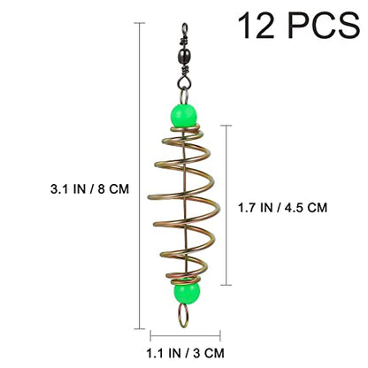 12PCS Luminous Carp Fishing Feeder, Bait Thrower, Fishing Feeder Bait Cage, Lures Cage Basket Minnow Baits