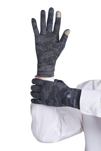 Coolibar Full Finger UV Sun Gloves - UPF 50+ Sun Protection - Gannett - color: Charcoal Coolibar Camo, size: Small