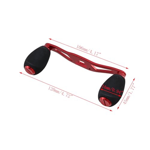 Fishing Reel Handle Red Fishing Baitcasting Handle Rocker Baitcasting Reel Replacement Parts, with EVA Grip Knob and Nut (Red + Black) - color: Red Black