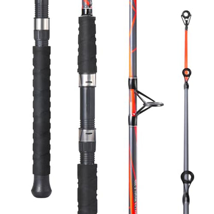 Sougayilang Spinning Rods, Strong Carbon&Glass Composite Fishing Pole with Stainless Steel Line Guides for Catfish- 7'0" - color: Red