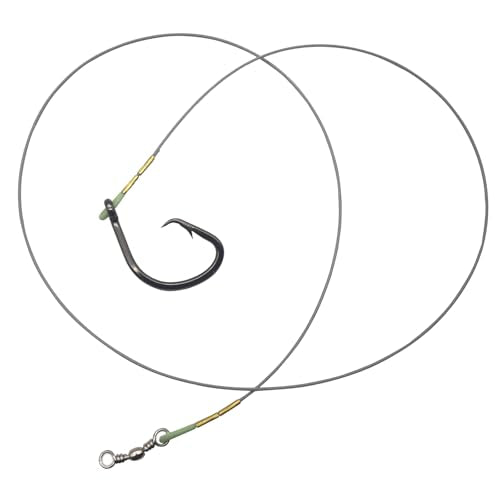 Heavy-Duty Big Game Fishing Rig 300lb Bite Proof Braided Stainless Bite Leader with Circle Hook 16/0 14/0 12/0，Saltwater Deep Sea Bottom Grouper Shark Tuna Catfish&Monster Fish (16/0)