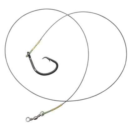 Heavy-Duty Big Game Fishing Rig 300lb Bite Proof Braided Stainless Bite Leader with Circle Hook 16/0 14/0 12/0，Saltwater Deep Sea Bottom Grouper Shark Tuna Catfish&Monster Fish (16/0)
