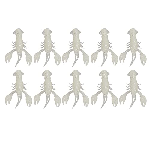 YUYTE Lures Crawfish Bait 10pcs Soft Fishing Lure Crawdad Bait PVC Shrimp Artificial Lure Baits for Freshwater and Saltwater Fishing - color: Luminous