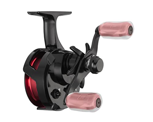 13 Fishing - Descent Aluminum - Inline Ice Fishing Reel - 2.7:1 Gear Ratio - Left Hand Retrieve (Aluminum Spool Gen 2 Design) - D2AL-2.7-LH, Black/Red