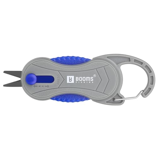 Booms Fishing Braided Line Cutter, Mini Fishing Snips for Saltwater - 4.1" Fishing Scissors with Carabiner - FR2 Stainless Steel Serrated Blades Line Clippers for Angler