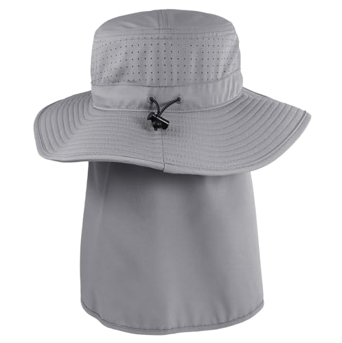 Connectyle Men's Wide Brim Sun Hat with Neck Flap UPF 50+ Packable Breathable Boonie Bucket Hat for Fishing Hiking Safari - color: Light Grey