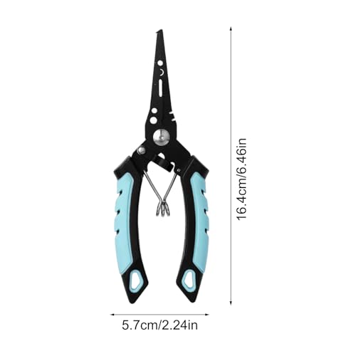 Fishing Pliers Hook Remover Lightweight Rust-Proof Heavy-Duty | Fish Hook Remover Tool Line Cutter for Outdoor Ice Shore River Lake Angling Catfishing - color: Blue