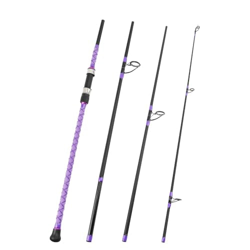 Surf Rod Saltwater 9ft- 4-Piece Carbon Fiber Surf Fishing Rods, Portable Travel Surf Spinning Rod with 20-40lb Power Green Blue - color: Purple, size: 9FT Surf Rod
