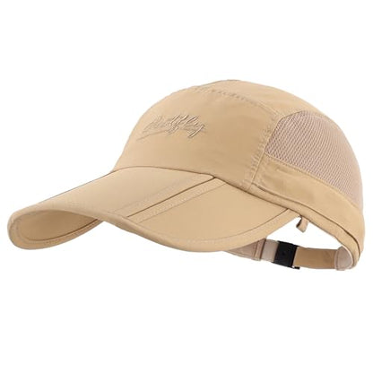 Connectyle Men's Foldable Baseball Sun Cap with Removable Face Mask Neck Flap Cover UPF 50+ Sun Protection Fishing Hiking Hat - color: Khaki