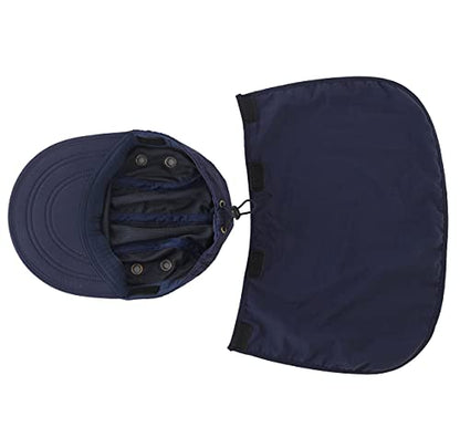 Connectyle Mens Foldable UV Protection Sun Hat with Removable Neck Flap Outdoor Adventure Sun Cap for Fishing Hiking Safari - color: Navy Blue