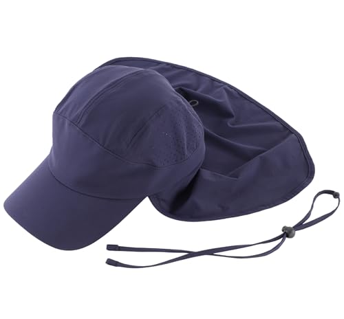Connectyle Men's Sun Hat with Neck Flap Adjustable Breathable UPF 50+ Sun Protection Baseball Cap for Fishing Hiking Golfing - color: Navy Blue