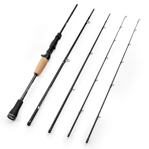 KastKing Spartacus Passage Travel Fishing Rods, Portable 4-Piece Spinning & Casting Rods, Extra Twin-Tip, IM7 Graphite Blanks, Stainless Steel Guides with Zirconium Oxide Rings, EVA Handle - size: 6'0"-M-Moderate Fast(4 Pcs+ Extra Tip), style: Casting