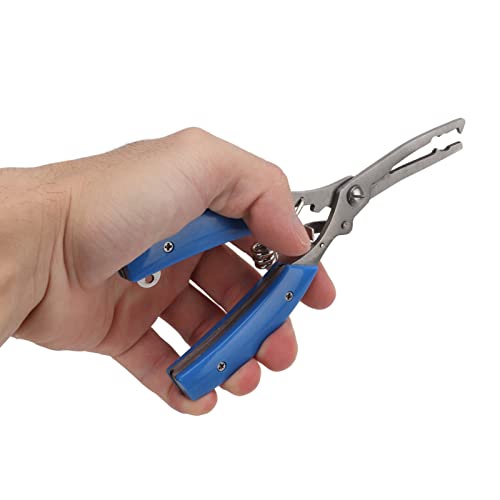 Fishing Pliers Multifunctional Stainless Steel Fishing Scissors with 2 Blades Braid Line Cutters Hook Remover - color: Blue