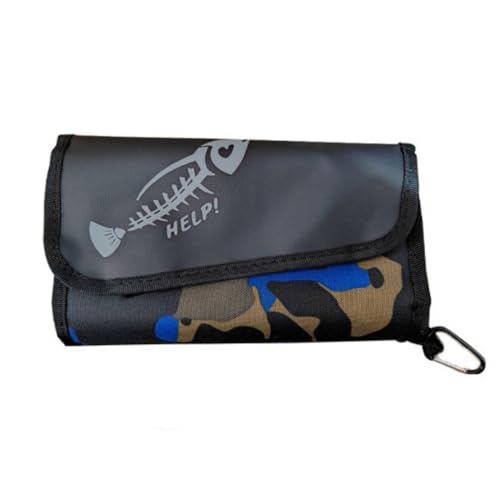 Fishing Bait Storage Bag with PVC Inner Bags Fishing Lure Baits Tackle Binder Organizer for Lures and Accessories - style: Camouflage blue