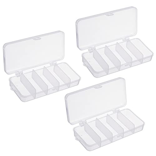 PATIKIL Small Fishing Lure Storage Box 3 Pack Plastic Fish Tackle Container Organizer, Clear