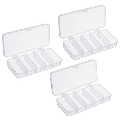 PATIKIL Small Fishing Lure Storage Box 3 Pack Plastic Fish Tackle Container Organizer, Clear