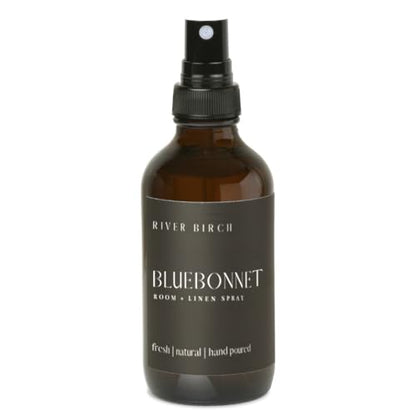 River Birch Bluebonnet Scented Linen and Room Spray | Home Fragrance | 4 oz Glass Amber Bottle | Luxury Signature Scent | Handmade in Texas - color: Bluebonnet