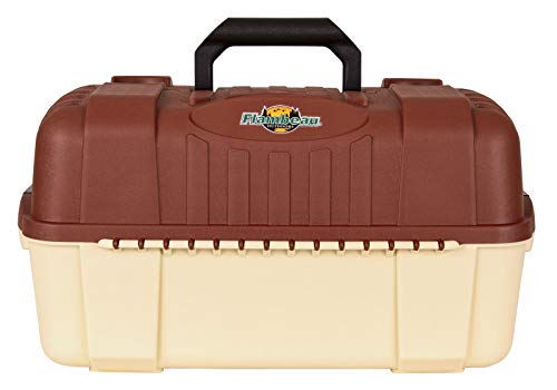 Flambeau Outdoors 2059 Hip Roof 7-Tray Fishing Tackle Box - Large Portable All-Weather Fishing Lure Organizer, 61 Compartments, Beige/Terracota Brown