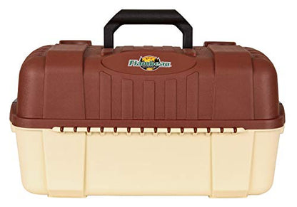 Flambeau Outdoors 2059 Hip Roof 7-Tray Fishing Tackle Box - Large Portable All-Weather Fishing Lure Organizer, 61 Compartments, Beige/Terracota Brown