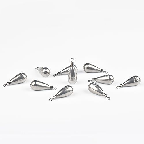 10 Pack Tungsten Free Rig Weights, Tear Drop Fishing Sinkers with Round Eye for Finesse Bass Fishing - color: Plain(Natural), size: 3/32oz - 10 Pack