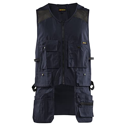 Blaklader Men's Ripstop Kangaroo Mesh Work Vest with Utility Pockets - color: Navy Blue, size: X-Large