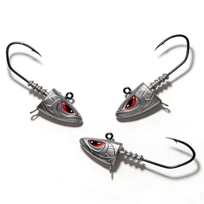 Saltwater Jig Heads 10 Pack, 3D Red Eyes with Bait Keeper & Belly Trailer Hole, 3/4oz to 1-3/4oz, 6/0 & 8/0 Hooks for Inshore Offshore Saltwater Fishing - size: 1oz - 10Pcs