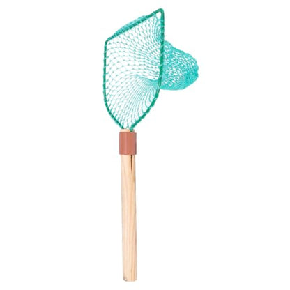 KALLORY Portable Fishing Net with Wooden Handle, 30cm Large Mesh Landing Net for Outdoor Fish Catching and Fishing Accessories
