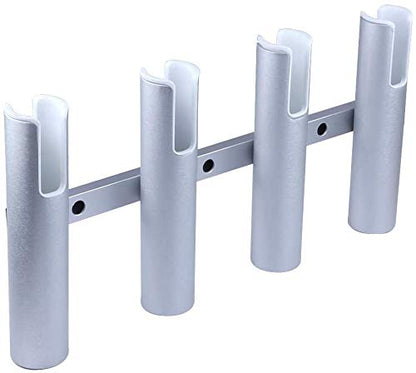 Aluminium Wall-Mounted Fishing Rod Holder for Boat, Garage & Marine - Holds Rods & Poles - color: Silver 4 Tubes