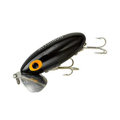 Arbogast Jitterbug Topwater Bass Fishing Lure - Excellent for Night Fishing - color: Black, size: 3", 5/8 oz