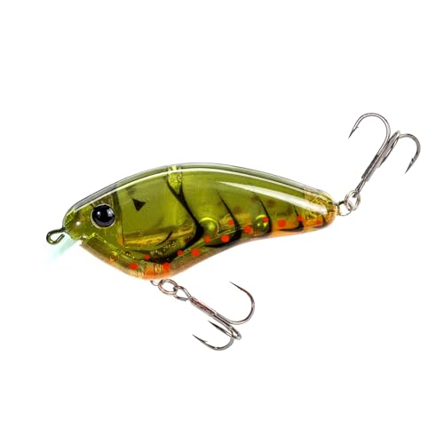 Strike King Hardliner Fishing Lure, Flat Sided Crankbait, Circuit Board Lip, Extra Tight Wobble, Size 4 Treble Hooks - color: Phantom Green Craw