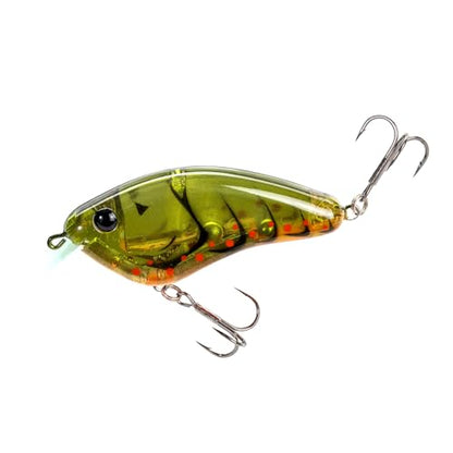 Strike King Hardliner Fishing Lure, Flat Sided Crankbait, Circuit Board Lip, Extra Tight Wobble, Size 4 Treble Hooks - color: Phantom Green Craw