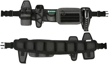 Wading Fishing Belt with Rod Holder and Tackle Pouch, Grey | Hands Free for Lure, Lumbar Support, Waists 32 to 61 Inches, Modular Detachable, Pliers Holster, Water Bottle Holder - color: Grey