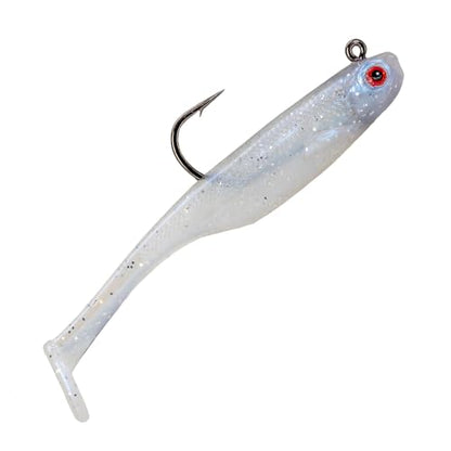 Strike King Homing Minnow Fishing Lure, Pre-Rigged Soft Plastic Swimbait, 3-Pack - color: Pearl, size: 4"