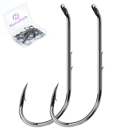 Baitholder Fishing Hooks 50Pcs Bait Holder Hooks Offset/Double Barbed/Long Shank/Down Eye for Soft Live Baits Saltwater - color: 100pcs, size: 4#