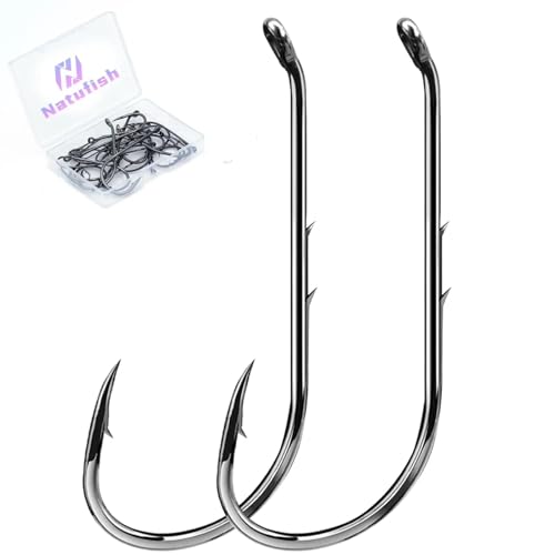 Baitholder Fishing Hooks 50Pcs Bait Holder Hooks Offset/Double Barbed/Long Shank/Down Eye for Soft Live Baits Saltwater - color: 50pcs, size: 1/0