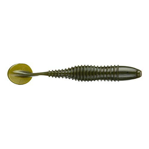 10-Pack Swimmer Fishing Bait, 3.5" Soft Plastic Paddle Tail Swimbait, Freshwater, Ice, or Saltwater Fishing Lures, Bass, Crappie, Walleye, or Trout Lures - color: Green Pumpkin