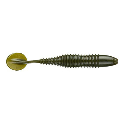 10-Pack Swimmer Fishing Bait, 3.5" Soft Plastic Paddle Tail Swimbait, Freshwater, Ice, or Saltwater Fishing Lures, Bass, Crappie, Walleye, or Trout Lures - color: Green Pumpkin