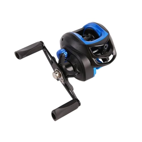 Baitcasting Reel, Long Cast Anti-Backlash Fishing Reel for Black Bass & Lure Fishing, Plastic/Metal Spool, Freshwater & Saltwater Fishing(Left-Blue)