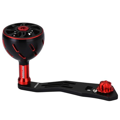 Power Handle 2.95'' (75 mm) Compatible for Shimano Curado Tranx, Daiwa Lexa, Penn Fathom Squall Low Profile, Okuma Komodo, Quantum Accurist Baitcasting Reels - color: Black Red, size: 7x4 mm (Elite)