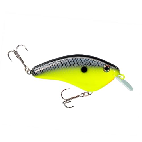 Strike King Hardliner Fishing Lure, Flat Sided Crankbait, Circuit Board Lip, Extra Tight Wobble, Size 4 Treble Hooks - color: Chartreuse Baitfish
