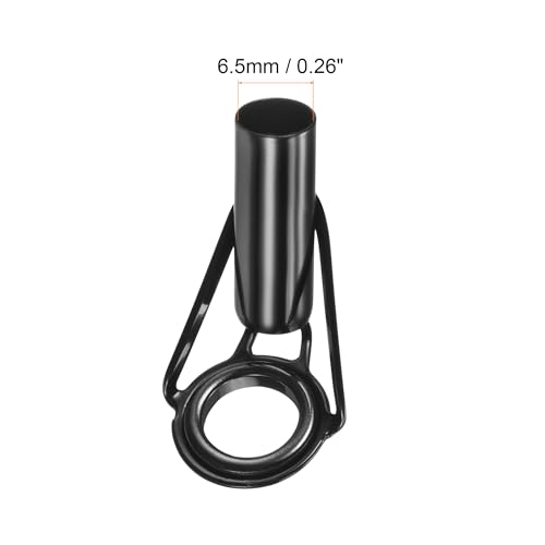 PATIKIL Tube Dia Fishing Rod Tips Repair Kit, Stainless Steel Black Guide Ring for Fishing - size: 6.5mm